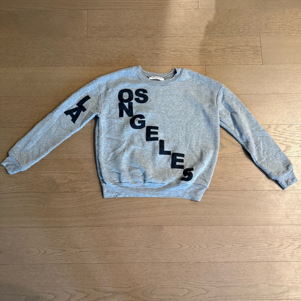 Project Social T Gray Crewneck Sweater with Black Lettering